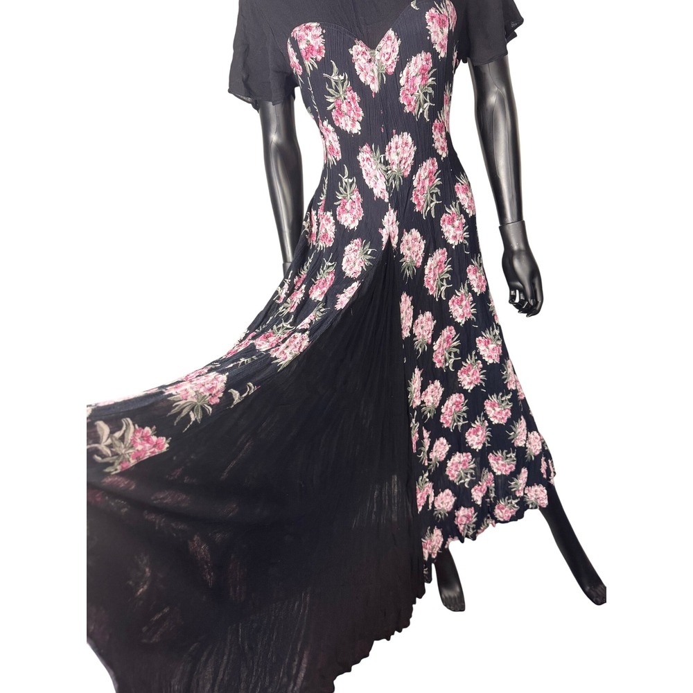 Starina Black Floral Maxi Vintage Dress - Picture 3 of 16